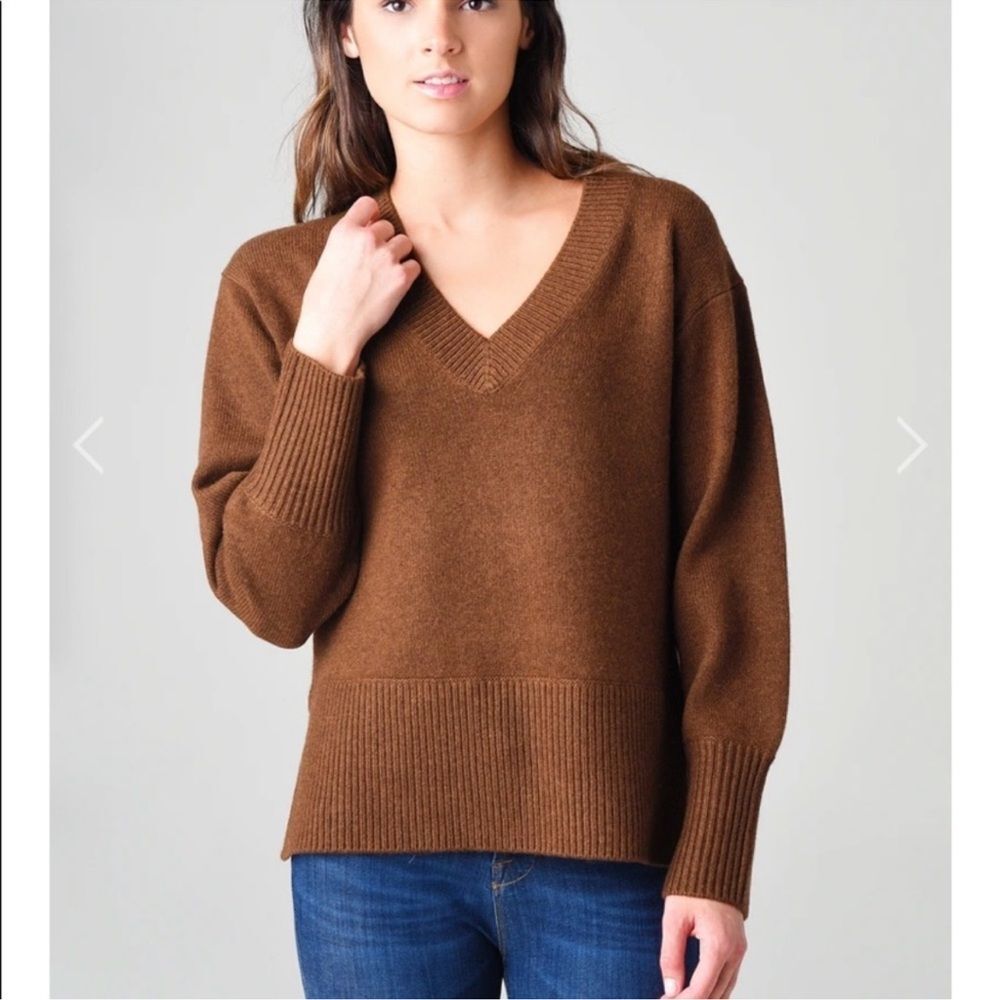 VINCE WOMEN'S CASHMERE RIB HEM V-NECK TUNIC SWEATER XS
